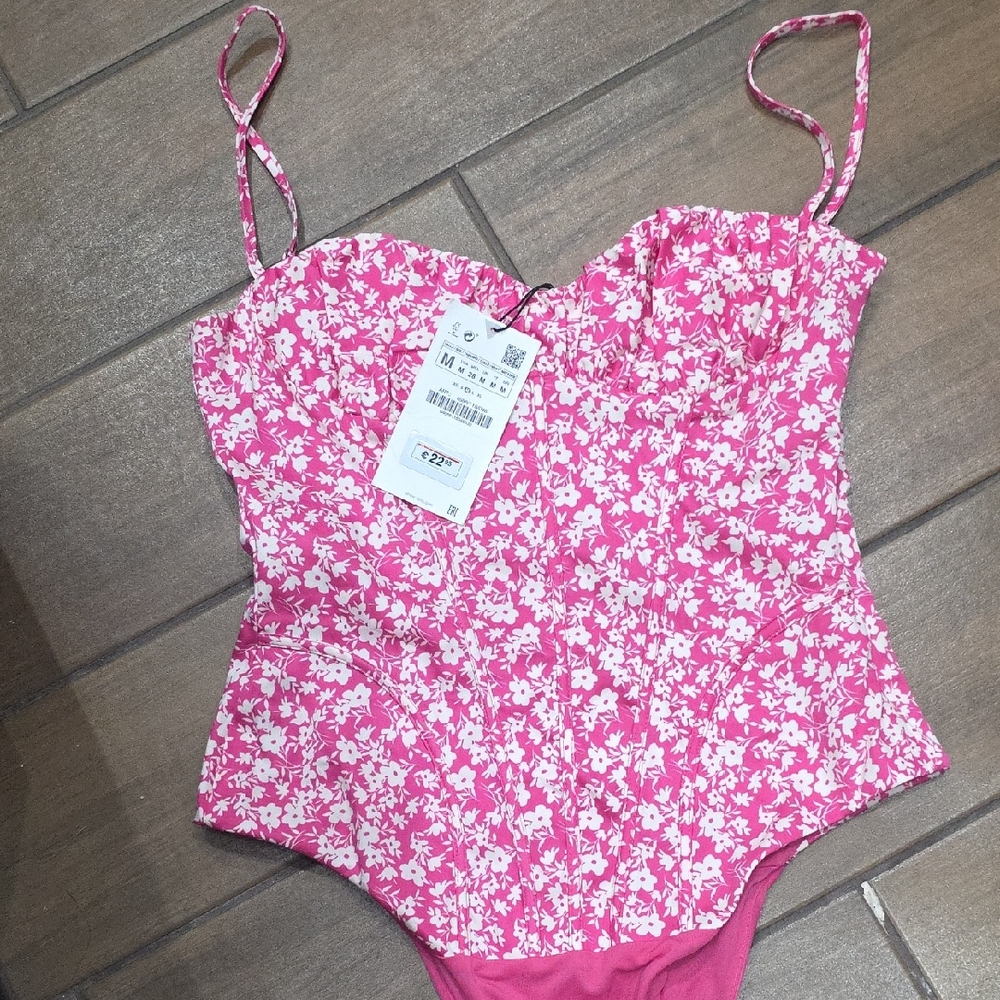 Zara Pink Floral Bodysuitwomens